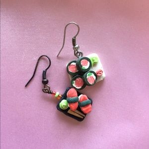 Handmade clay sushi earrings 🍱